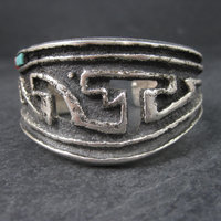 Heavy Vintage Tufa Cast Turquoise Coral Cuff Bracelet 6.25 Inches