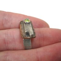 Vintage Modernist Sterling Copper Peridot Ring Size 7