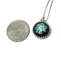 Vintage Sterling Art Glass Flower Pendant