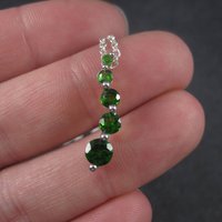 90s Vintage 10K Chrome Diopside Journey Pendant Necklace