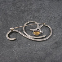 Vintage Sterling Blue Rhinestone Swirl Brooch