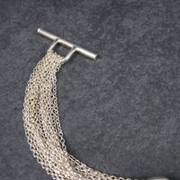 Vintage Silvertone Heart Toggle Bracelet 8 Inches