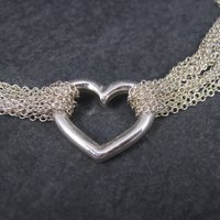 Vintage Silvertone Heart Toggle Bracelet 8 Inches