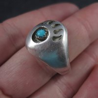 Vintage Navajo Shadowbox Bear Paw Ring Size 11