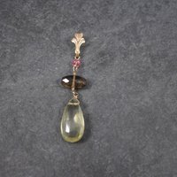 Antique 10K Gold Lavalier Pendant | Quartz Drop Necklace by Esemco Shiman Mfg Co | Edwardian Style Fine Jewelry