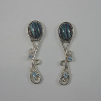 Estate Sterling Topaz Turquoise Calsilica Interchangeable Earrings