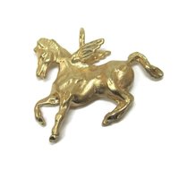 Vintage 14K Pegasus Pendant Winged Horse Necklace