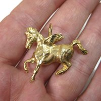 Vintage 14K Pegasus Pendant Winged Horse Necklace