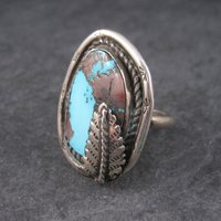 Large Vintage Navajo Boulder Turquoise Ring Size 12