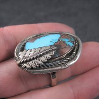 Large Vintage Navajo Boulder Turquoise Ring Size 12
