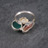 Vintage Green Onyx Baroque Pearl Ring Sterling Size 7