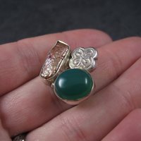 Vintage Green Onyx Baroque Pearl Ring Sterling Size 7
