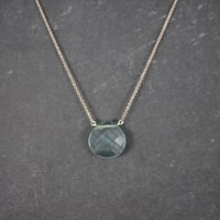 Italian Sterling Faceted Blue Topaz Briolette Pendant Necklace