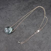 Italian Sterling Faceted Blue Topaz Briolette Pendant Necklace