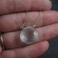 Italian Sterling Faceted Blue Topaz Briolette Pendant Necklace