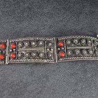 Vintage Etruscan Coral Bracelet 800 Silver
