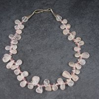 Vintage Sterling Rose Quartz Choker Necklace Carolee 15 Inches