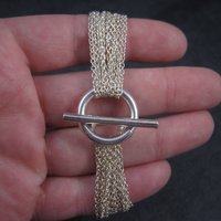 Vintage Silvertone Heart Toggle Bracelet 8 Inches