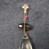 Antique 10K Gold Lavalier Pendant | Quartz Drop Necklace by Esemco Shiman Mfg Co | Edwardian Style Fine Jewelry