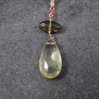 Antique 10K Gold Lavalier Pendant | Quartz Drop Necklace by Esemco Shiman Mfg Co | Edwardian Style Fine Jewelry