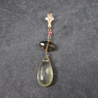 Antique 10K Gold Lavalier Pendant | Quartz Drop Necklace by Esemco Shiman Mfg Co | Edwardian Style Fine Jewelry