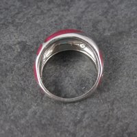 Estate 90s Sterling Pink Enamel Dome Ring Size 7