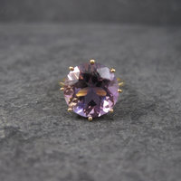 Vintage Amethyst Engagement Ring 10K Yellow Gold Solitaire Size 5