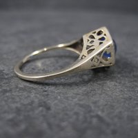 Antique 14K Blue Glass Ring Size 7.5