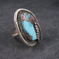 Large Vintage Navajo Boulder Turquoise Ring Size 12