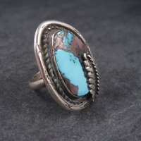 Large Vintage Navajo Boulder Turquoise Ring Size 12