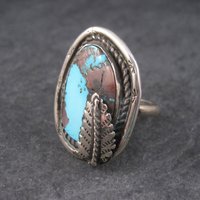 Large Vintage Navajo Boulder Turquoise Ring Size 12