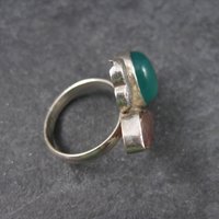 Vintage Green Onyx Baroque Pearl Ring Sterling Size 7