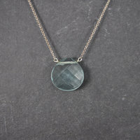 Italian Sterling Faceted Blue Topaz Briolette Pendant Necklace