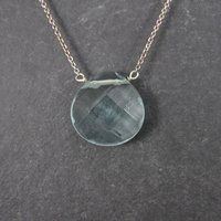 Italian Sterling Faceted Blue Topaz Briolette Pendant Necklace
