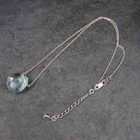 Italian Sterling Faceted Blue Topaz Briolette Pendant Necklace