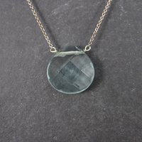 Italian Sterling Faceted Blue Topaz Briolette Pendant Necklace