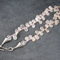 Vintage Sterling Rose Quartz Choker Necklace Carolee 15 Inches