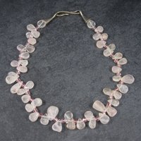Vintage Sterling Rose Quartz Choker Necklace Carolee 15 Inches