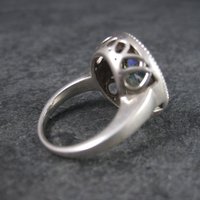 Mystic Topaz Blue Diamond Ring Sterling Size 6