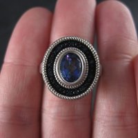 Mystic Topaz Blue Diamond Ring Sterling Size 6