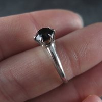 Vintage Sterling Garnet Solitaire Ring Size 5