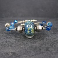 Blue Art Glass Wrap Bracelet 6-7 Inches