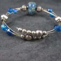 Blue Art Glass Wrap Bracelet 6-7 Inches
