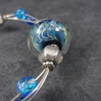 Blue Art Glass Wrap Bracelet 6-7 Inches