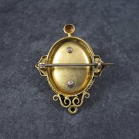 Antique Victorian 14K Coral Rose Brooch Pendant