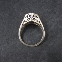 Antique 14K Blue Glass Ring Size 7.5