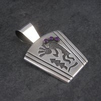 Large Sterling Kokopelli Sugilite Pendant Mexican Silver