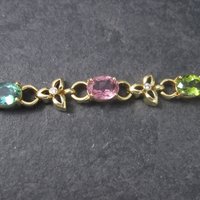 Estate 18K 12 Carat Gemstone Diamond Bracelet 6.5 Inches