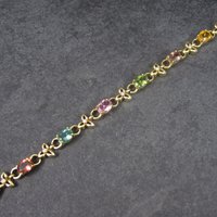 Estate 18K 12 Carat Gemstone Diamond Bracelet 6.5 Inches