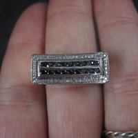 Estate 10K Black and White Diamond Ring .64 Ctw Size 8.5